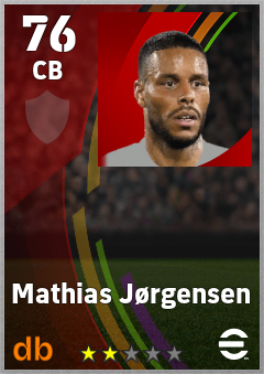 Mathias Jørgensen — CB, OVR 76, MAX 76