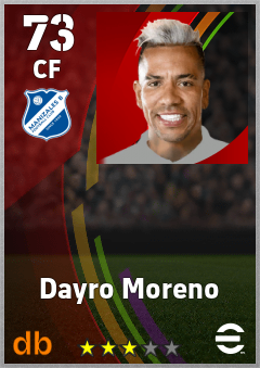 Dayro Moreno — CF, OVR 73, MAX 73