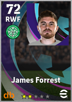 James Forrest — RWF, OVR 72, MAX 72