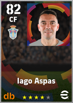 Iago Aspas — CF, OVR 82, MAX 88