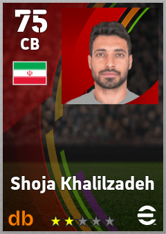 Shoja Khalilzadeh — CB, OVR 75, MAX 75