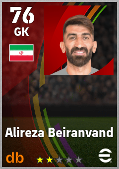 Alireza Beiranvand — GK, OVR 76, MAX 76