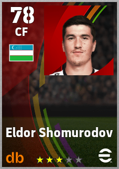 Eldor Shomurodov — CF, OVR 78, MAX 78