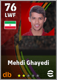 Mehdi Ghayedi — LWF, OVR 76, MAX 76