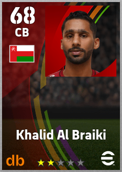 Khalid Al Braiki — CB, OVR 68, MAX 68