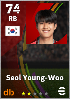Seol Young-Woo — RB, OVR 74, MAX 74