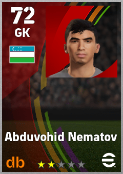 Abduvohid Nematov — GK, OVR 72, MAX 72