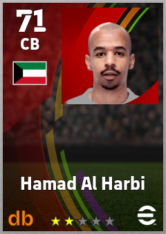 Hamad Al Harbi — CB, OVR 71, MAX 71