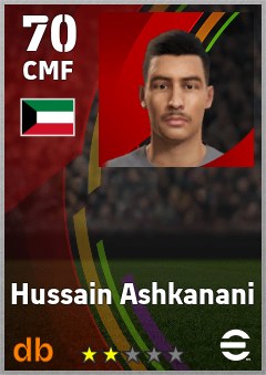 Hussain Ashkanani — CMF, OVR 70, MAX 70