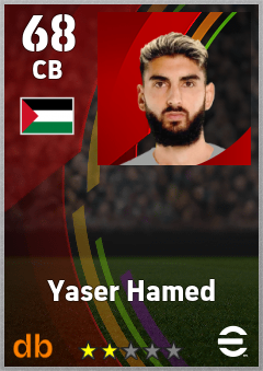 Yaser Hamed — CB, OVR 68, MAX 68