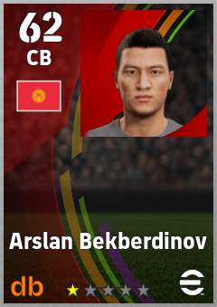 Arslan Bekberdinov — CB, OVR 62, MAX 62