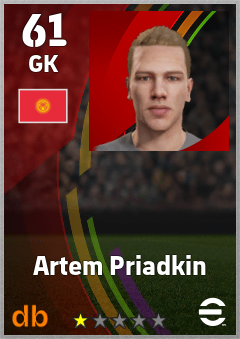 Artem Priadkin — GK, OVR 61, MAX 61