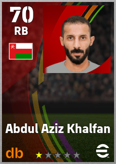 Abdul Aziz Khalfan — RB, OVR 70, MAX 70