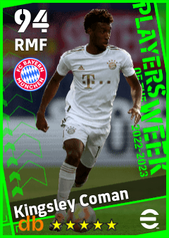 Kingsley Coman — RMF, OVR 94, MAX 94