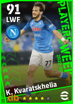 K. Kvaratskhelia — LWF, OVR 91, MAX 91