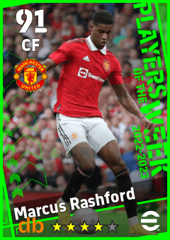 Marcus Rashford — CF, OVR 91, MAX 91
