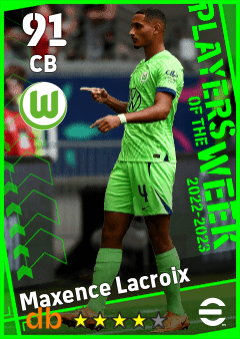 Maxence Lacroix — CB, OVR 91, MAX 91