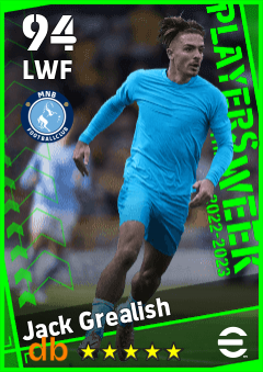 Jack Grealish — LWF, OVR 94, MAX 94