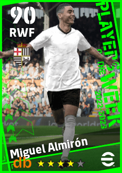 Miguel Almirón — RWF, OVR 90, MAX 90