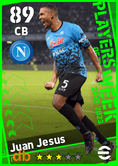 Juan Jesus — CB, OVR 89, MAX 89