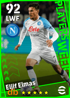 Eljif Elmas — LWF, OVR 92, MAX 92