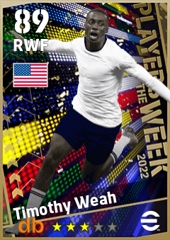 Timothy Weah — RWF, OVR 89, MAX 89