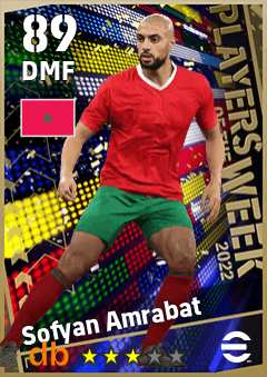 Sofyan Amrabat — DMF, OVR 89, MAX 89