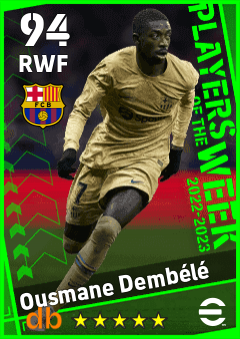 Ousmane Dembélé — RWF, OVR 94, MAX 94