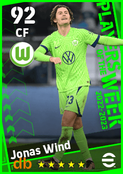 Jonas Wind — CF, OVR 92, MAX 92