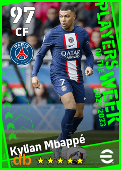 Kylian Mbappé — CF, OVR 97, MAX 97