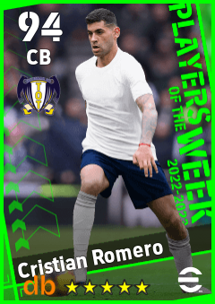 Cristian Romero — CB, OVR 94, MAX 94