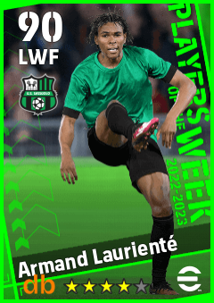 Armand Laurienté — LWF, OVR 90, MAX 90