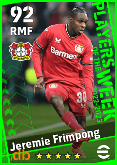 Jeremie Frimpong — RMF, OVR 92, MAX 92