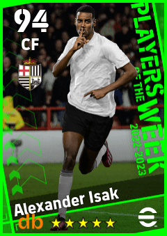 Alexander Isak — CF, OVR 94, MAX 94