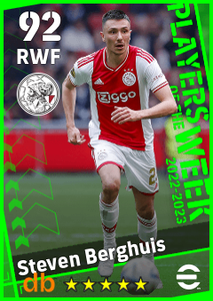 Steven Berghuis — RWF, OVR 92, MAX 92