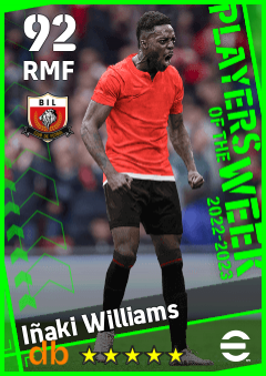 Iñaki Williams — RMF, OVR 92, MAX 92