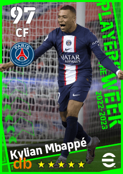 Kylian Mbappé — CF, OVR 97, MAX 97