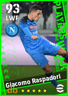 Giacomo Raspadori — LWF, OVR 93, MAX 93