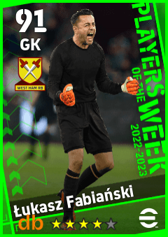 Łukasz Fabiański — GK, OVR 91, MAX 91