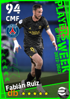 Fabián Ruiz — CMF, OVR 94, MAX 94