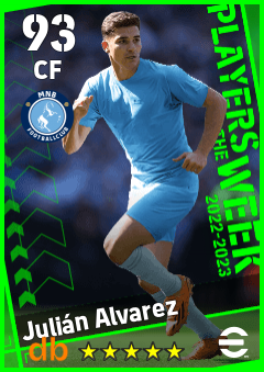 Julián Alvarez — CF, OVR 93, MAX 93