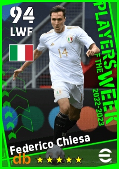 Federico Chiesa — LWF, OVR 94, MAX 94