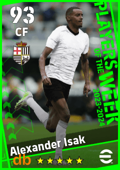 Alexander Isak — CF, OVR 93, MAX 93