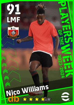 Nico Williams — LMF, OVR 91, MAX 91