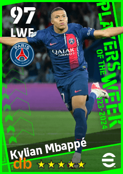 Kylian Mbappé — LWF, OVR 97, MAX 97