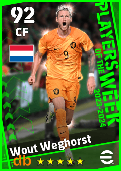 Wout Weghorst — CF, OVR 92, MAX 92