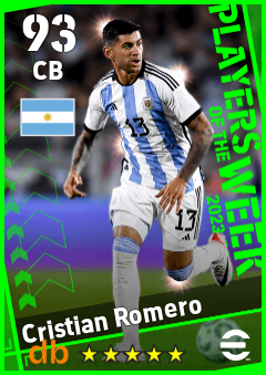 Cristian Romero — CB, OVR 93, MAX 93