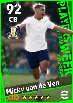 Micky van de Ven — CB, OVR 92, MAX 92