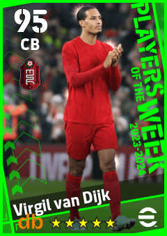 Virgil van Dijk — CB, OVR 95, MAX 95