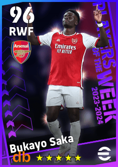 Bukayo Saka — RWF, OVR 96, MAX 96